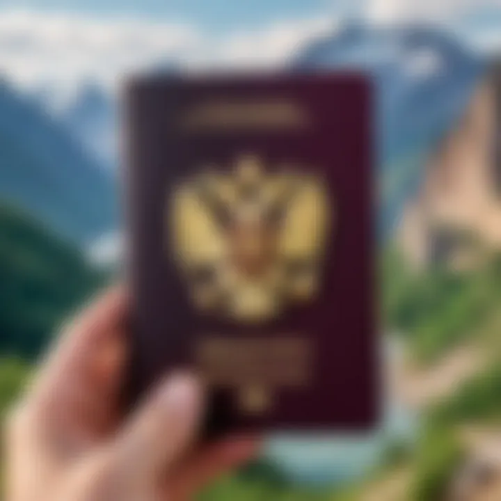 Russian passport with a travel background