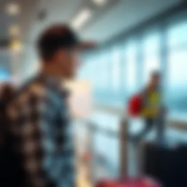 Final Luggage Check Before Flight Traveler checking luggage before departure