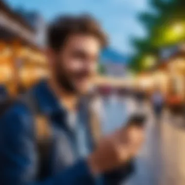 Effortless Booking Experience Traveler enjoying a seamless experience while booking through a mobile app