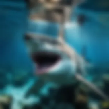 An artistic representation of a shark in the ocean