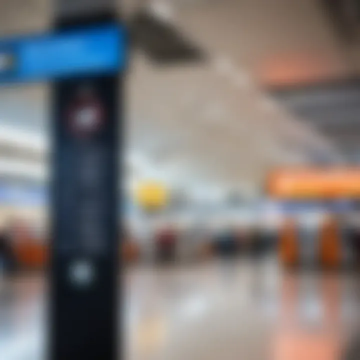 Navigation signs and information desks inside Terminal C