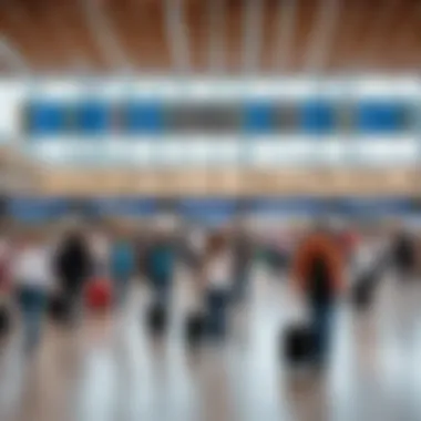 Passengers navigating through the airport terminal