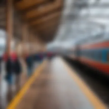 Train station in Siberia with travelers