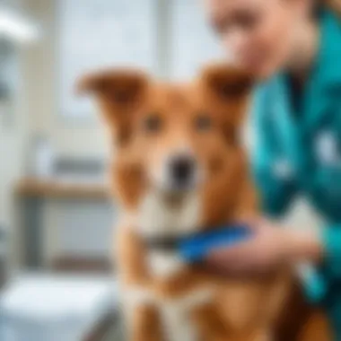 Veterinary examination of a dog in a clinic setting