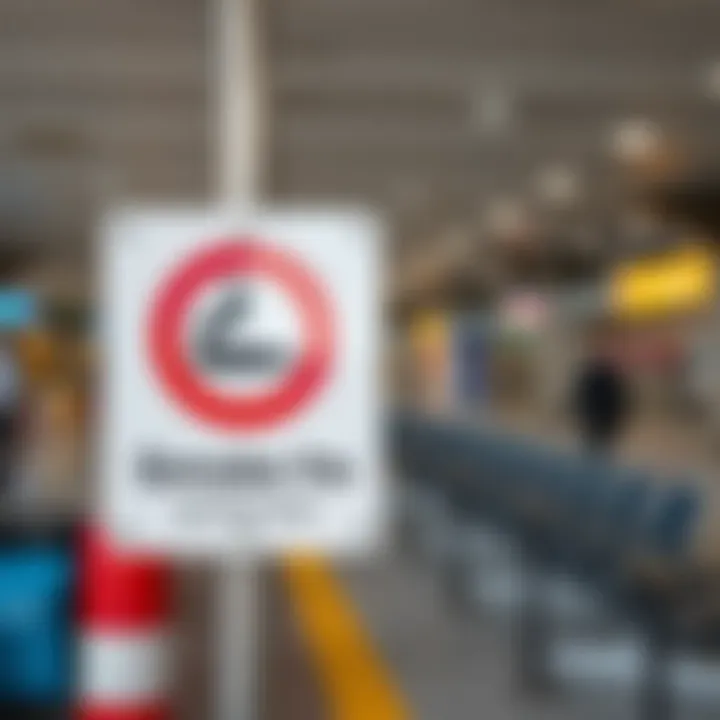 Smoke-free policies and signage at Ufa Airport Smoke-free signage near Ufa Airport terminal