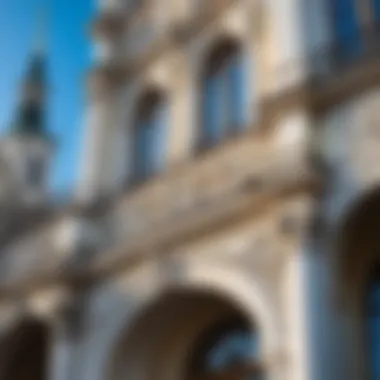 Close-up of the unique architectural elements of Smolny Cathedral