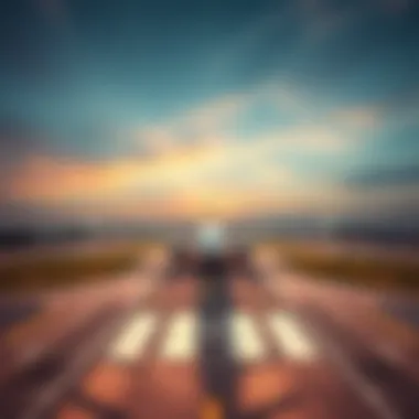 Taking Off into the Skies An aerial shot capturing the vast expanse of an airport runway