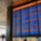 Display of flight schedules at Sheremetyevo Airport