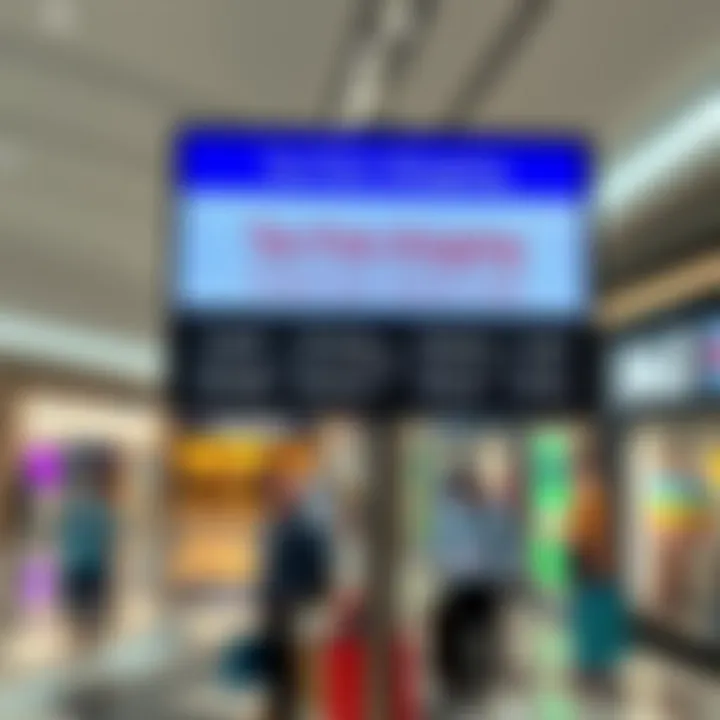 Tax-Free Shopping Information at Dubai Airport Tax-free shopping signs and information