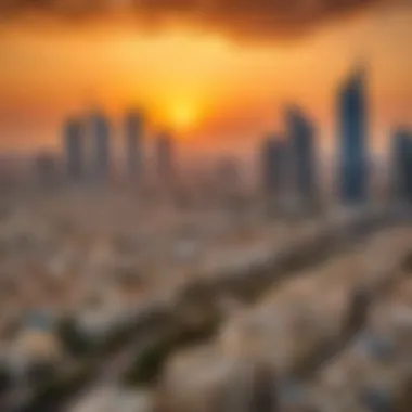 A panoramic view of Tel Aviv's skyline during sunset