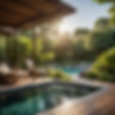 Sunny Summer Spa Retreats Lush summer spa setting with sun-kissed landscapes