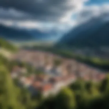 Urban Proximity to the French Alps Scenic view of a city near the French Alps, illustrating urban proximity to nature