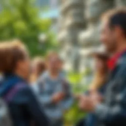 Group of tourists engaged in an interactive tour