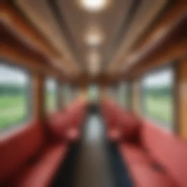 Comfort on the Rails: Modern Train Interiors Interior of a modern train showcasing comfortable seating for passengers