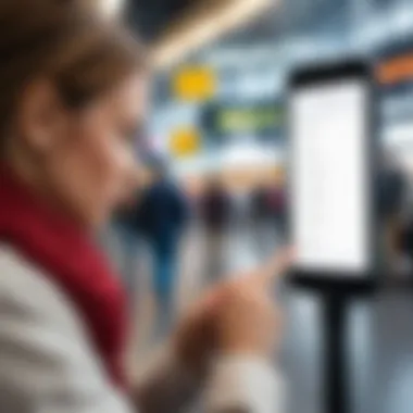 Utilizing Technology for Flight Updates Traveler checking flight status on mobile device