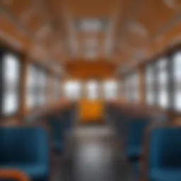 Interior view of a trolleybus showcasing its seating and design