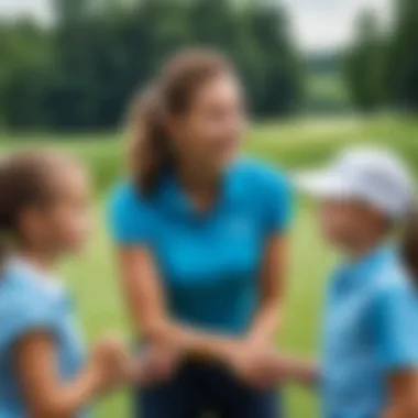 Oksana Trunova engaging with young golfers at an event