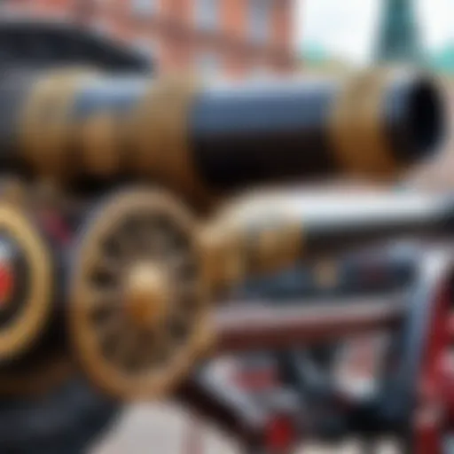 A close-up view of the Tsar Cannon showcasing its intricate details