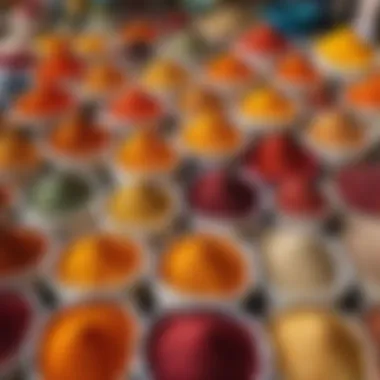 A colorful array of Turkish spices displayed at a local market