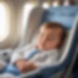 Infant sleeping peacefully in a cradle on an airplane