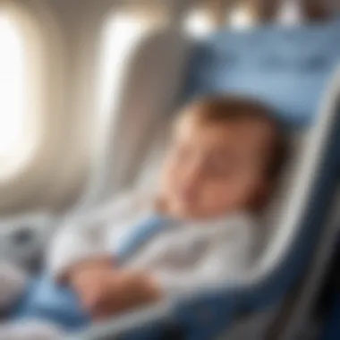 Infant Sleep in Airplane Cradle Infant sleeping peacefully in a cradle on an airplane