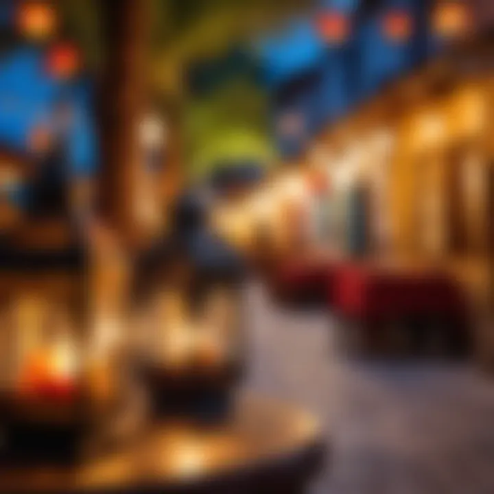An inviting Turkish night ambiance featuring lanterns and decorations