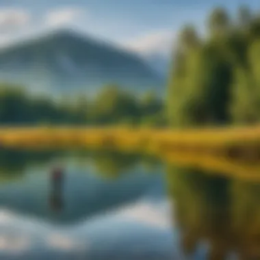 A fisherman casting a line into the tranquil waters