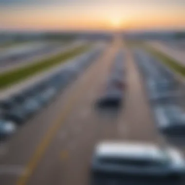 Cars parked in designated areas at Ufa Airport