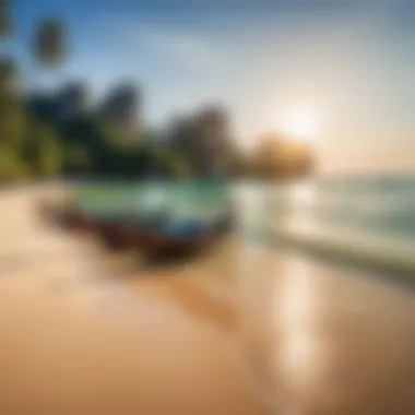 A sunlit beach in Thailand showcasing a perfect day for tourists