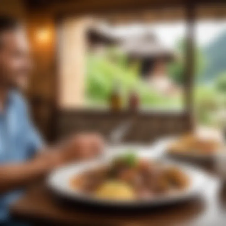 Guest enjoying a local dish in a pansion dining area