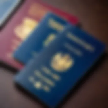 Passport and Visa Side by Side Illustration of a passport and visa side by side