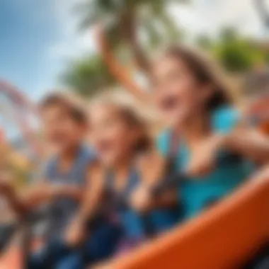 Children laughing and enjoying a thrilling ride on a roller coaster.