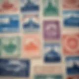 A close-up view of various visa stamps in a passport, illustrating global travel.