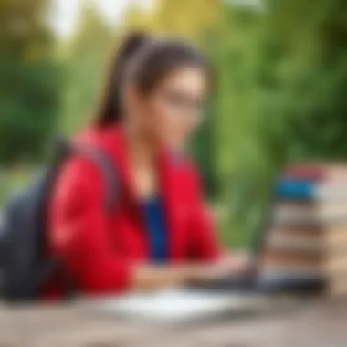 A student studying with books and a laptop, symbolizing educational growth