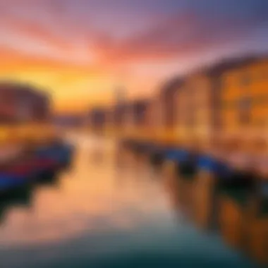 Iconic landmarks of Venice showcased in a breathtaking sunset