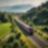 Scenic view of the train traveling through the Italian countryside between Venice and Milan