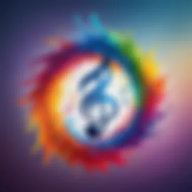 Symbolizing Continuous Music Flow A vibrant musical note graphic symbolizing music flow.