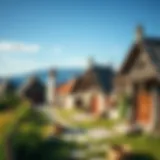 A scenic view of the Viking village in Crimea showcasing traditional architecture