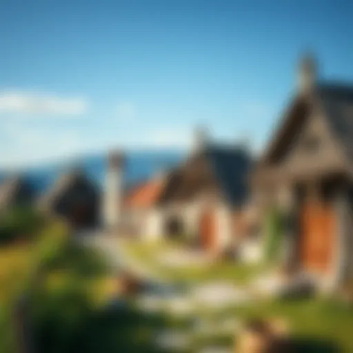 A scenic view of the Viking village in Crimea showcasing traditional architecture