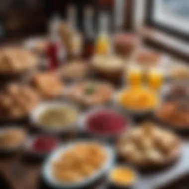 A table set with an assortment of local delicacies and drinks