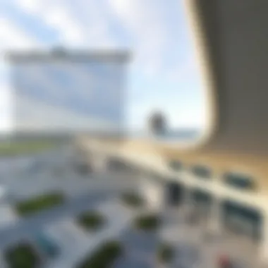 Architectural Marvel of Vnukovo Airport Panoramic view of Vnukovo Airport's unique architecture