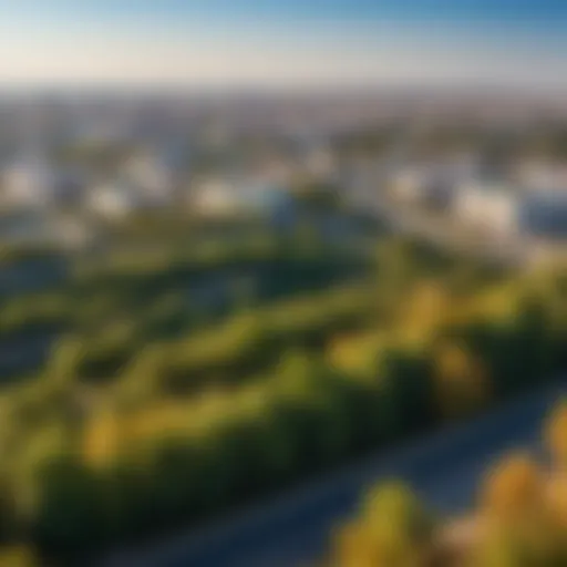 A panoramic view of Volgograd under a clear blue sky