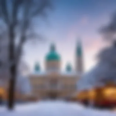 A breathtaking view of Vienna's historic architecture blanketed in snow