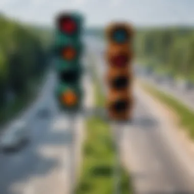 Traffic control signals in Zelenograd depicting the driving environment