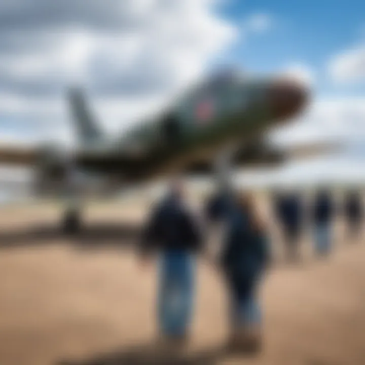 Visitors exploring the Yamal Aircraft Park, engaged in learning about aviation heritage