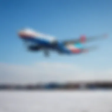 Yamal Airlines aircraft taking off against a clear blue sky