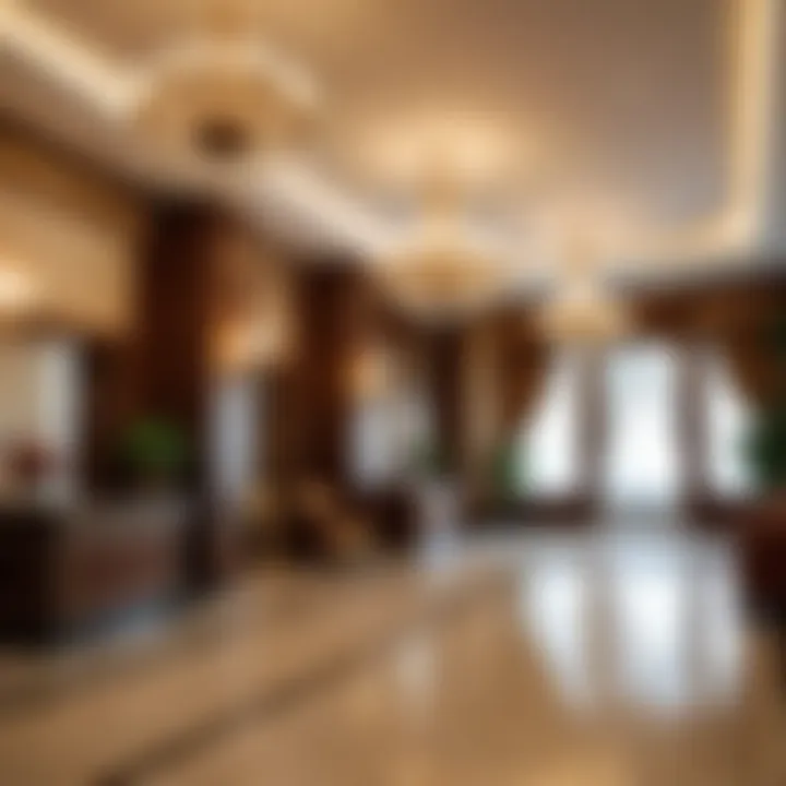 Luxurious lobby area of Zhazda hotel featuring elegant decor